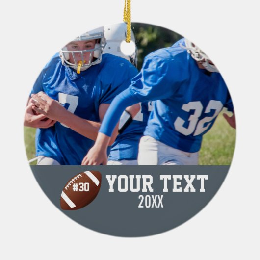 カスタムサッカーの写真の名前と番号 セラミックオーナメント (裏面)