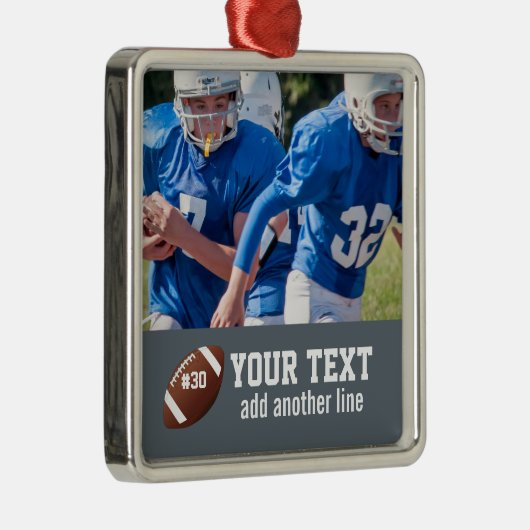 カスタムサッカーの写真の名前と番号 メタルオーナメント (右)