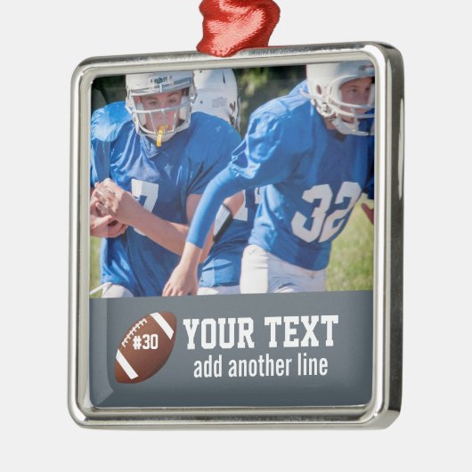 カスタムサッカーの写真の名前と番号 メタルオーナメント (左)