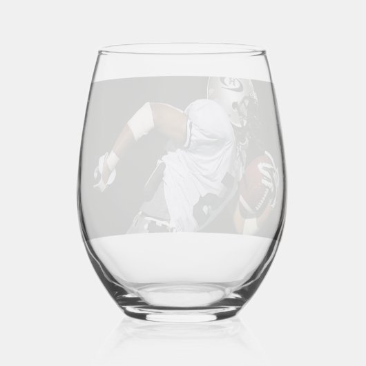 カスタムサッカーの写真スポーツ ステムなしワイングラス (裏面)