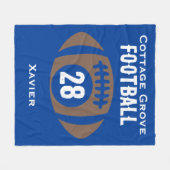 カスタムサッカーの名前、番号、学校 フリースブランケット (正面(横))