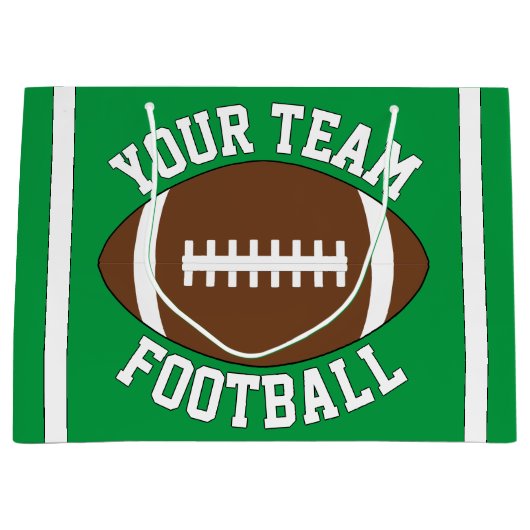 カスタムサッカーチーム名または文字スポーツパーティー ラージペーパーバッグ (正面)