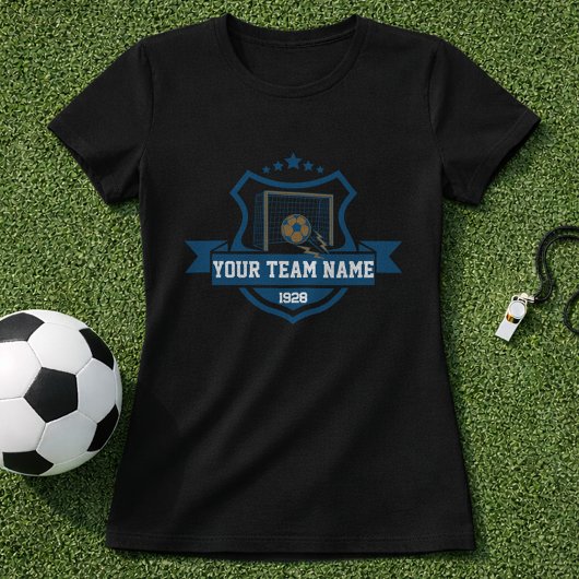 カスタムサッカーチーム名＆日付シールド Tシャツ