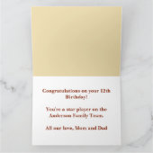 カスタムサッカーテーマ誕生日パーティー カード (内部)