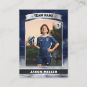 カスタムサッカートレーディングカードブルーシルバースタジアム コーリングカード (正面)