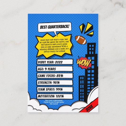 カスタムサッカートレーディングカード、漫画サッカーカード コーリングカード (裏面)