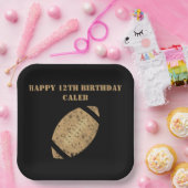 カスタムサッカーバースデーパーティーブラック金ゴールドパペ ペーパープレート (パーティー)