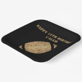 カスタムサッカーバースデーパーティーブラック金ゴールドパペ ペーパープレート (傾斜あり)