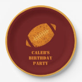 カスタムサッカーバースデーパーティーマルーン金ゴールド ペーパープレート (正面)