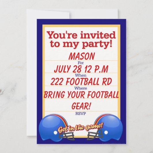 カスタムサッカーパーティー招待状 招待状 (正面)