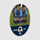 カスタムサッカーフォトコラージュ名チーム番号 オーナメント (正面)