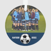 カスタムサッカーフォトコラージュ名チーム番号 オーナメント (裏面)