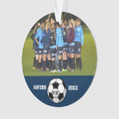 カスタムサッカーフォトコラージュ名チーム番号 オーナメント (正面)