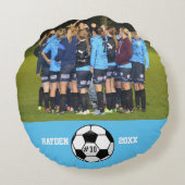 カスタムサッカーフォトコラージュ名チーム番号 ラウンドクッション (裏面)