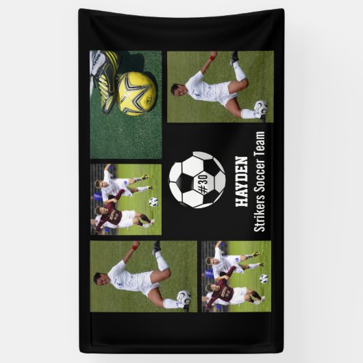 カスタムサッカーフォトコラージュ名チーム番号 横断幕 (縦)