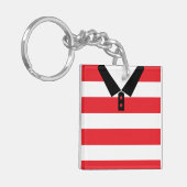 カスタムサッカーラグビージャージーのキーリング赤ストライプ色 キーホルダー (正面左)