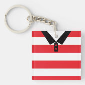 カスタムサッカーラグビージャージーのキーリング赤ストライプ色 キーホルダー (正面)