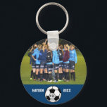 カスタムサッカー写真部名チーム番号 キーホルダー<br><div class="desc">このカスタムサッカーフォトコラージュは、アップロードしたサッカーの写真、黒と白のサッカーボール、選手（またはコーチ）の名前、チーム名、番号を備えている。チームの色に合わせて変更できるカラフル背景に対してすべての設定。クリックカスタマイズと小さなスポイトを。このデザインはシーズンの記念に最適だ。サッカー選手やファン、コーチが長年大切にしてくれるもの来だ。Colorfulgalshopのロゴの下にある他のサッカークリックをテーマにしたギフトをチェックし、その後スポーツ\趣味>サッカー。感謝していストップ来て来い</div>