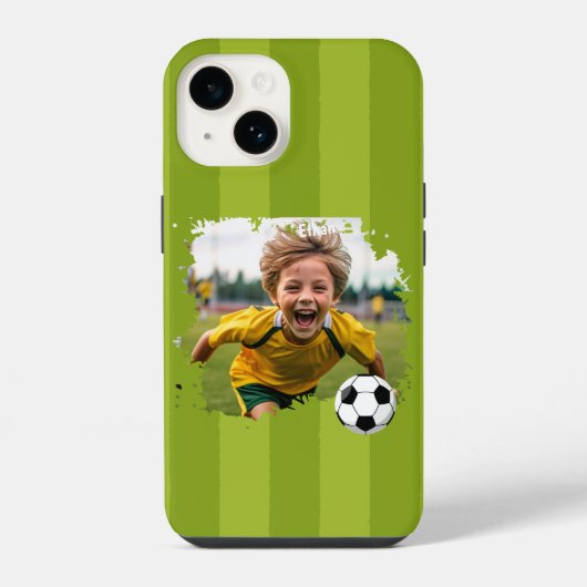 カスタムサッカー写真 - 名前と画像をカスタマイズ iPhoneケース (裏面)