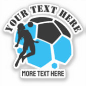 カスタムサッカー女子キッズサッカー誕生日パーティー シール (正面)