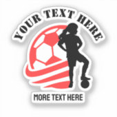 カスタムサッカー女子キッズサッカー誕生日パーティー シール (正面)