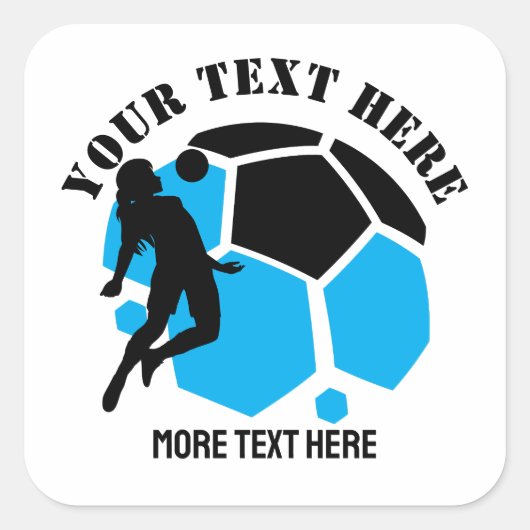 カスタムサッカー女子キッズサッカー誕生日パーティー スクエアシール (正面)
