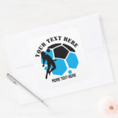 カスタムサッカー女子キッズサッカー誕生日パーティー スクエアシール (封筒)