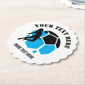カスタムサッカー女子キッズサッカー誕生日パーティー ペーパーコースター (アングル)
