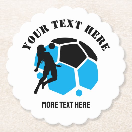 カスタムサッカー女子キッズサッカー誕生日パーティー ペーパーコースター (正面)