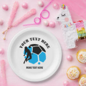 カスタムサッカー女子キッズサッカー誕生日パーティー ペーパープレート (パーティー)