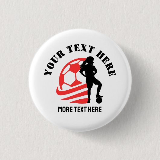 カスタムサッカー女子キッズサッカー誕生日パーティー 缶バッジ (正面)