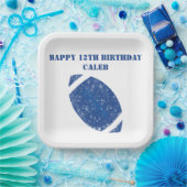 カスタムサッカー誕生日パーティーブルーホワイト ペーパープレート (パーティー)