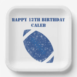 カスタムサッカー誕生日パーティーブルーホワイト ペーパープレート