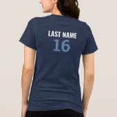 カスタムサッカー選手の名前とナンバーネイビーブルー トライブレンドＴシャツ (裏面)