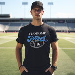 カスタムサッカー選手の名前とナンバーブラック Tシャツ<br><div class="desc">デザインの前カスタム面と後面のメンズサッカーTシャツ – 黒いで表示されるスクリプト"Football"は、チーム名カスタマイズ、選手の姓およびジャージー番号に使用できる文字と共に記述しています。白、青、グレーの色を使用できカスタマイズます。</div>
