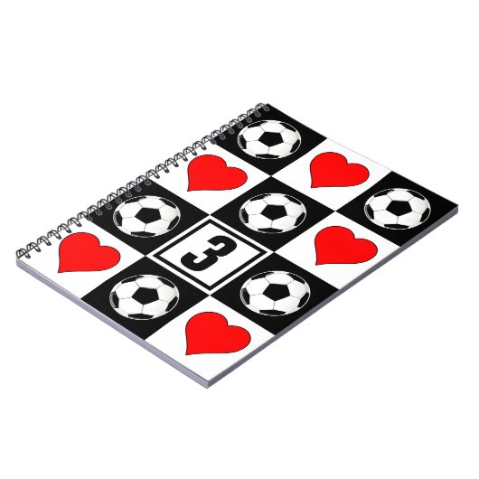 カスタムサッカー選手ジャージー番号ス市松模様にポーツ ノートブック (左側)