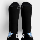 カスタムサッカー選手チーム名番号ライトブルー ソックス (上部)