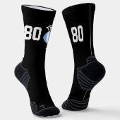 カスタムサッカー選手チーム名番号ライトブルー ソックス (傾斜あり)