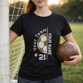 カスタムサッカー選手名+チーム番号+ボール Tシャツ