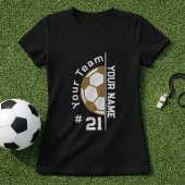 カスタムサッカー選手名+チーム番号+ボール Tシャツ