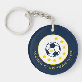 カスタムサッカー チーム ユニフォーム ナンバー ネイビーブルー キーホルダー