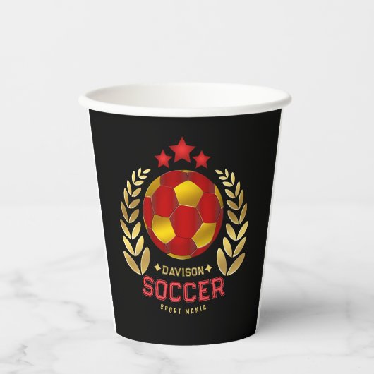 カスタムサッカー パーティー アート 紙コップ (正面)