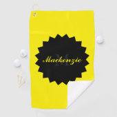 カスタムサニーイエローゴルフタオル名と落書き ゴルフタオル (インサイチュ)