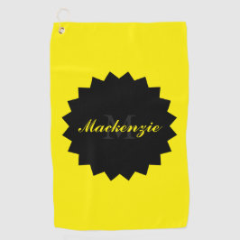 カスタムサニーイエローゴルフタオル名と落書き ゴルフタオル