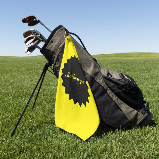 カスタムサニーイエローゴルフタオル名と落書き ゴルフタオル (グリーン)