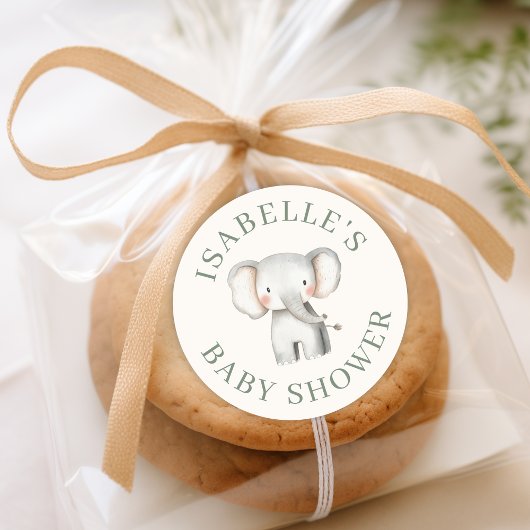 カスタムサファリジャングルエレファントベビーシャワー ラウンドシール