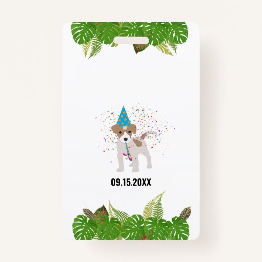 カスタムサファリジャングル動物園の誕生日パーティーパスお願い バッジ (裏面)