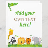 カスタムサファリ誕生日パーティーサイン (正面/裏面)