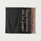 カスタムサプライズ記念日パーティーブラックバラ金ゴールド タペストリー (正面(横))