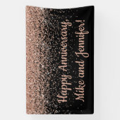 カスタムサプライズ記念日パーティーブラックバラ金ゴールド 横断幕 (縦)